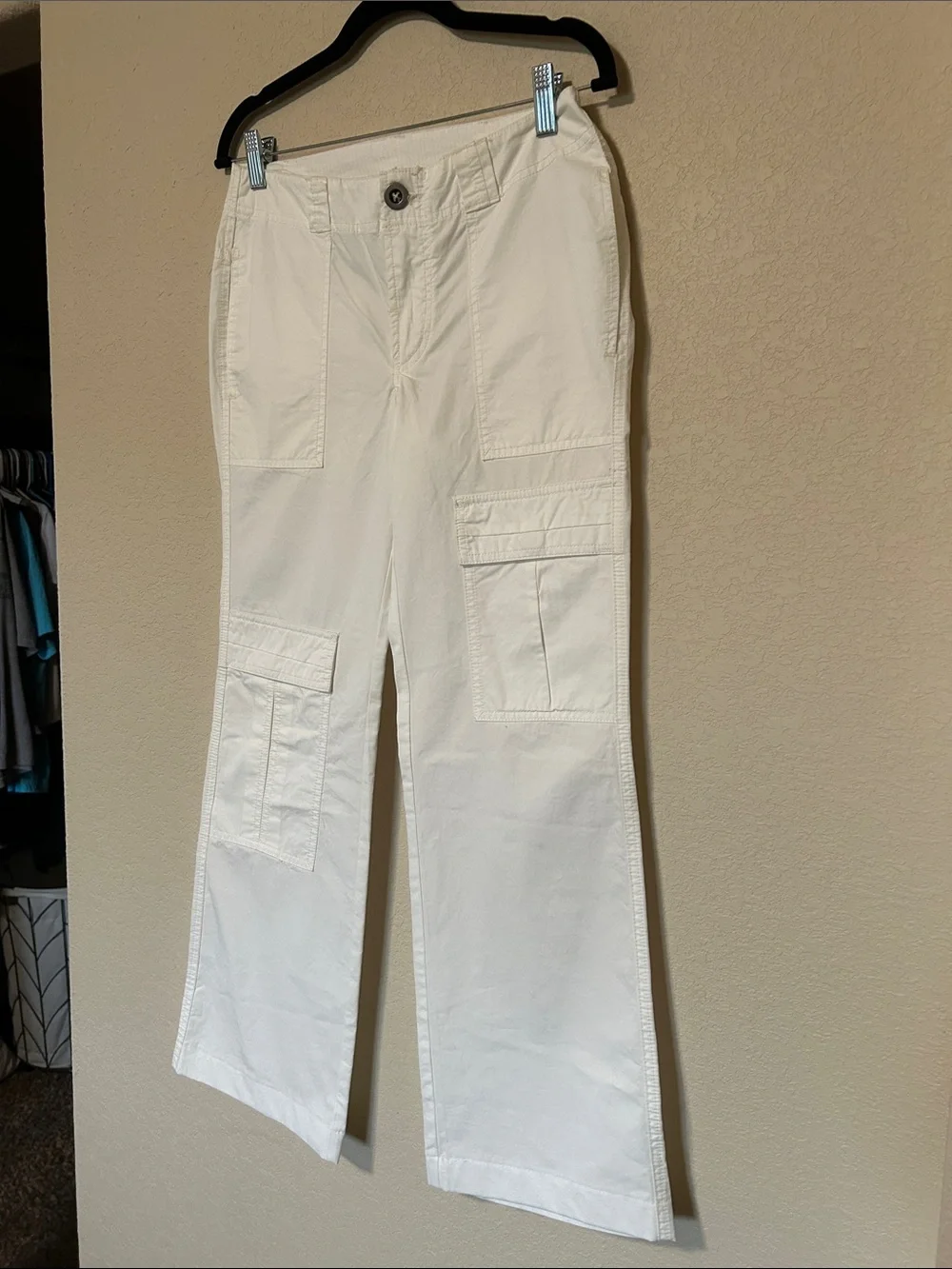 Free People The Thing Is Low Rise Utility Pants White Size 0 Y2K Cargo Wide Leg